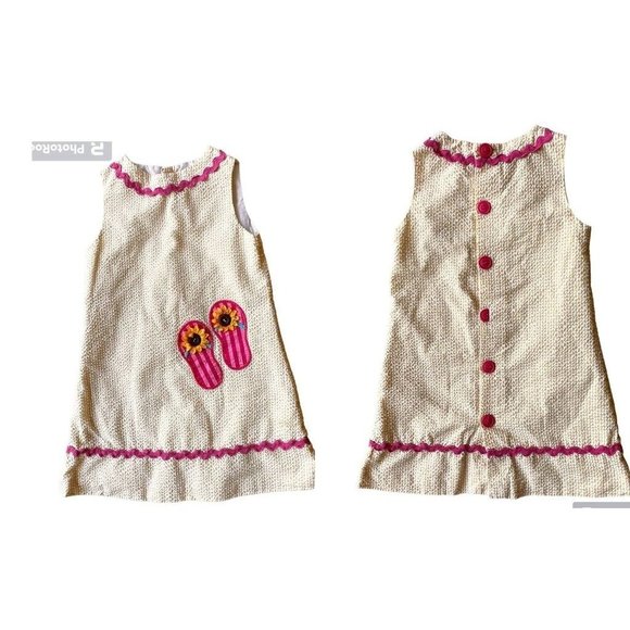 The Bailey Boys Girls Dress Seersucker Yellow White Flip Flops Back Butt… - Picture 1 of 12